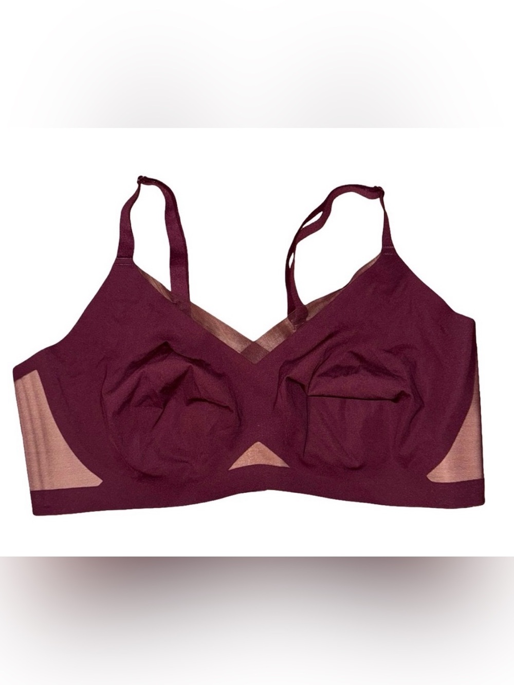 NEW Honeylove Crossover Bra Fig Size XL NWOT Wireless Mesh Burgundy Maroon EUC